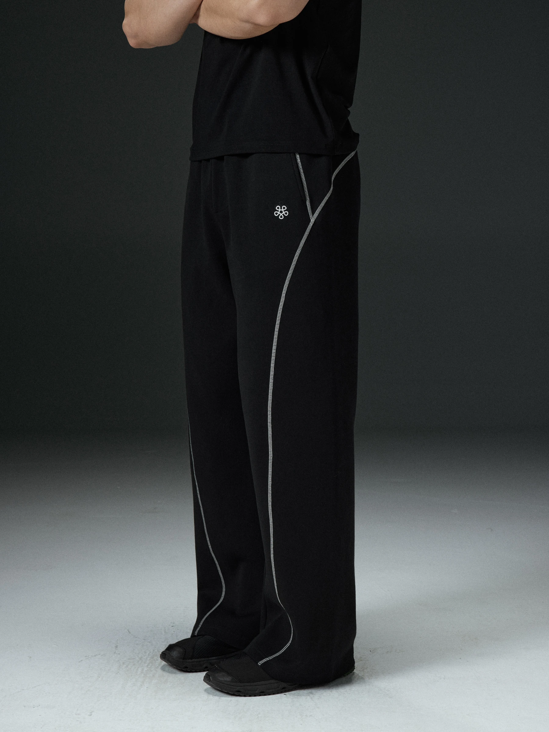 

TERGLOW Air Layer Drapey Loose Straight Leg Fitn Sweatpants Structure Split Spor Long Trousers for Youth Autumn Wear