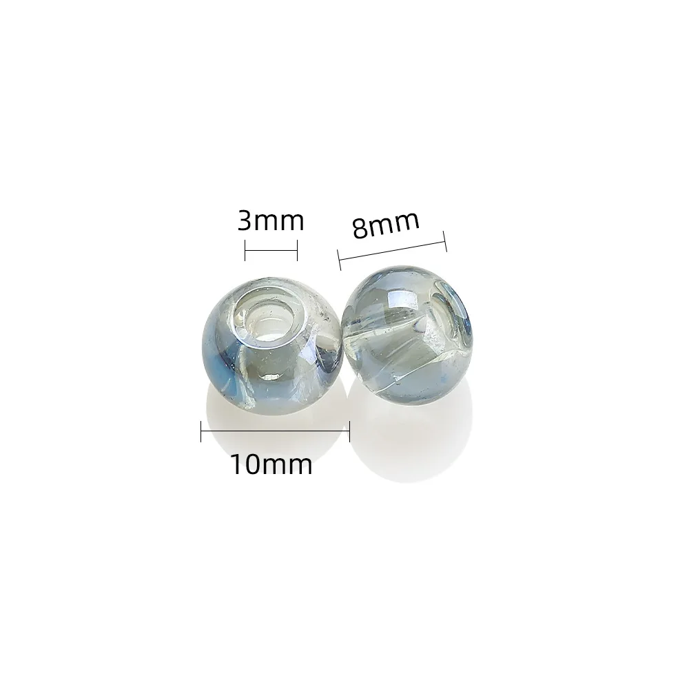50pcs Glossy Large Hole Beads 3mm Hole Crystal Beads Scattered Beads DIY Ornament Accessories Magic Color Glass Bead