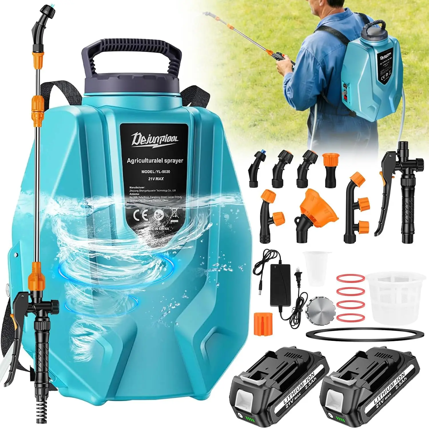 Battery-Powered Backpack Weed Sprayer for Lawn and Garden, 3.2 Gallon, Includes Two 2.5Ah Batteries for Up to 5 Hours Continuous Spraying, 7 Nozzles and Telescopic Wand, Compatible with 18V Battery Systems