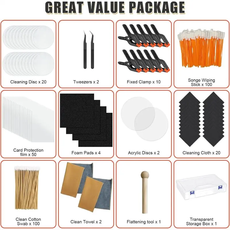 【SURPISE】For Collectors Trading Card Cleaning Kit, Card Grading Flattening Repair Fix Kit Bent For Collectible,Cards Restoration