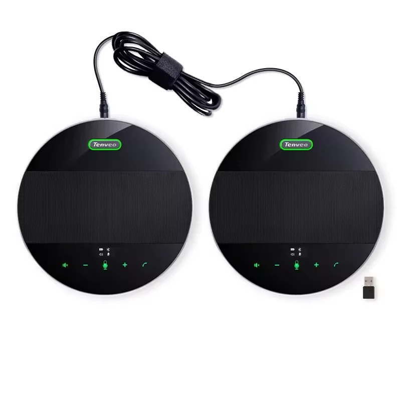 Portable Conference Speakerphone TEVO-M5B-EX USB//Wireless/3.5mm Jacks Noise Reduction 2 Cascade Daisy Chain Microphone