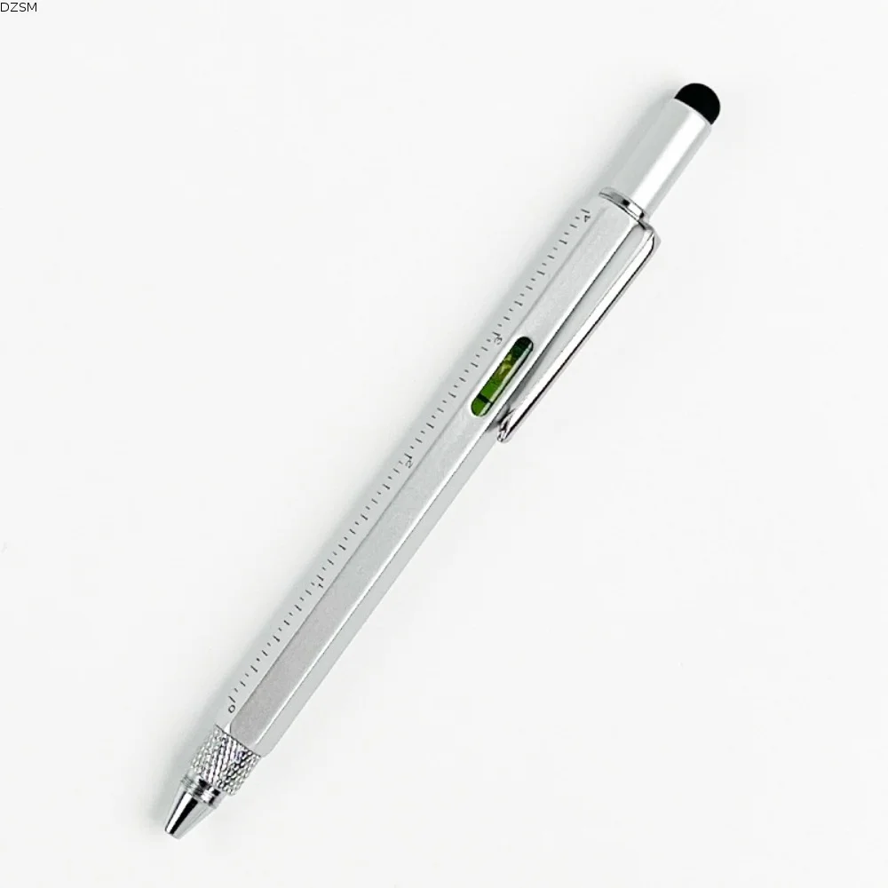 Refillable Ballpoint Multi-tool Pen Spirit Level Technical Ruler Multifunction Ballpoint Pen Metal Construction Six-in-One