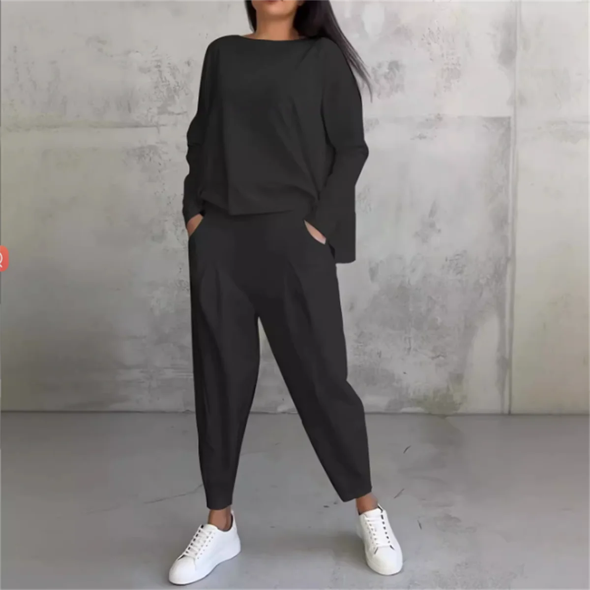 Two Piece Set For Women Long Sleeve O Neck Tops Elastic Waist Pants Suit Solid Fashion Casual Sportswear 2024 Autumn Pant Sets