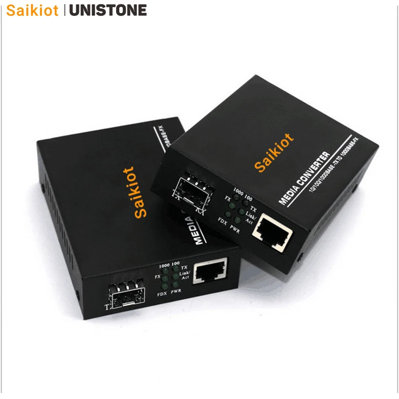 

Saikiot SFP Media Converter 10/100/1000 Base Media Converter Fiber Optic Media Converter 10/100/1000