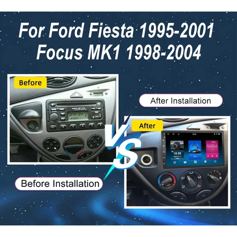 Android 15 Car DVD Radio Stereo For Ford Fiesta 1995 -2001 Focus MK1 1998 -2004 Auto GPS Navigation Multimedia Video Player WIFI