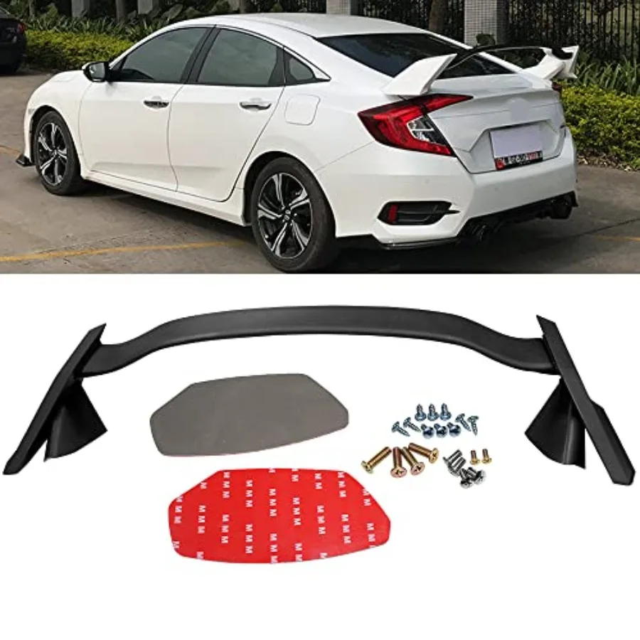 

Спойлер на крышку багажника JDM CTR T-R Style для Honda Civic Sedan 10-го поколения 2016-2019, черный, из углеродного волокна, аэродинамический обвес