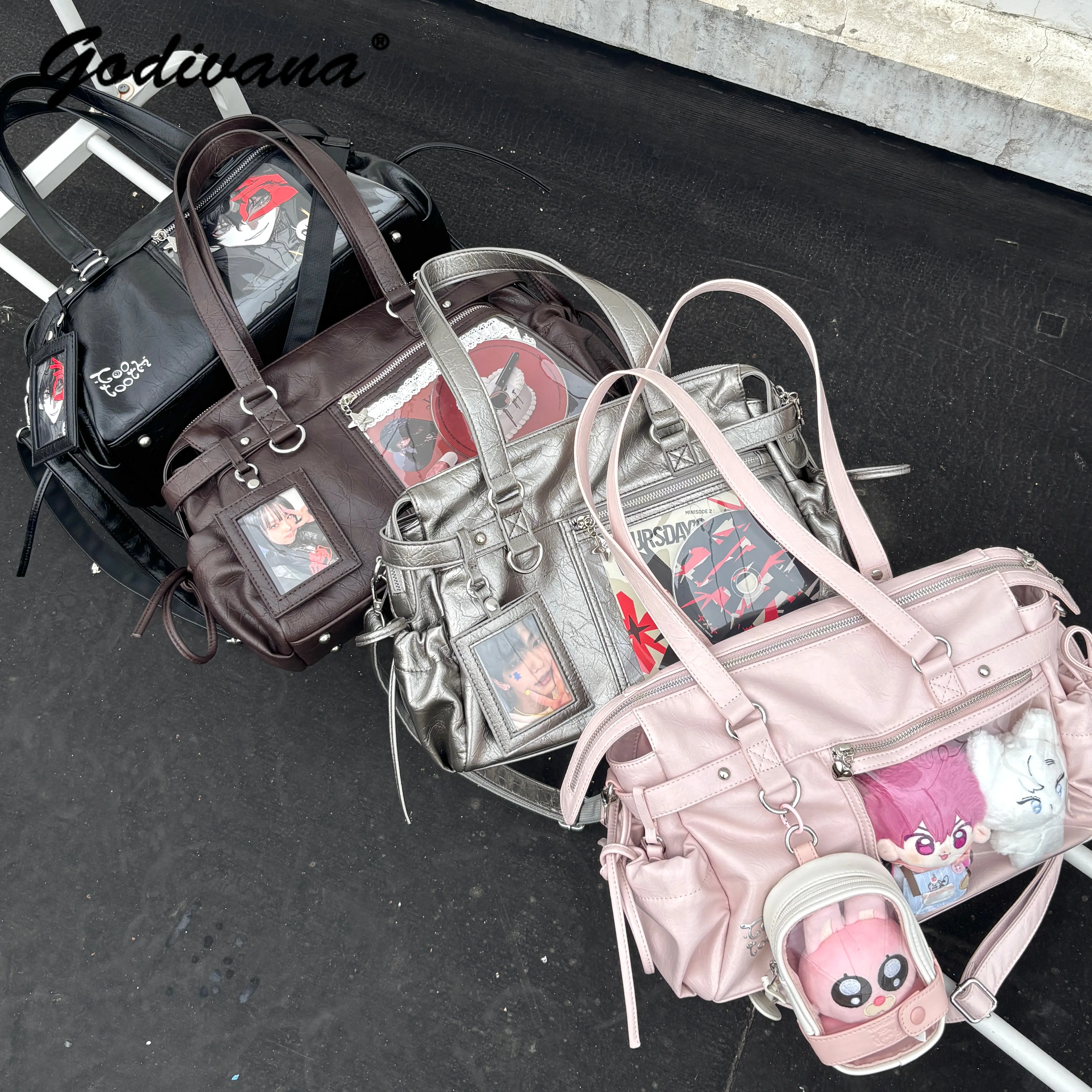 Original Pain Bag Motorcycle Style Retro Large Capacity Shoulder Crossbody Baby Bag Hot Girl Women's Totes Leather Handbags