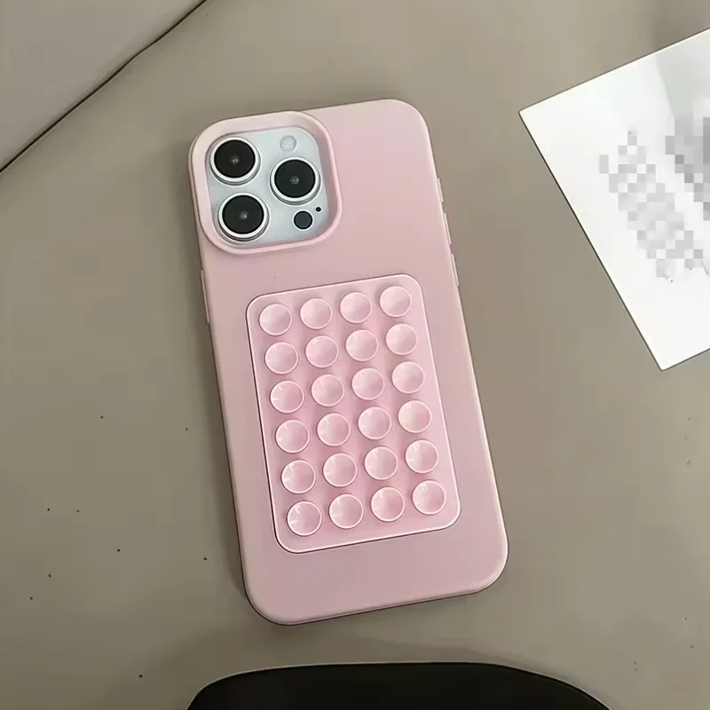 Luxury 3D Suction Cup Airbag Litchi Pattern Phone Case For iPhone 17 16 15 14 13 12 11 Pro Max Plus XR XS Soft Shockproof Cover - náhled 3