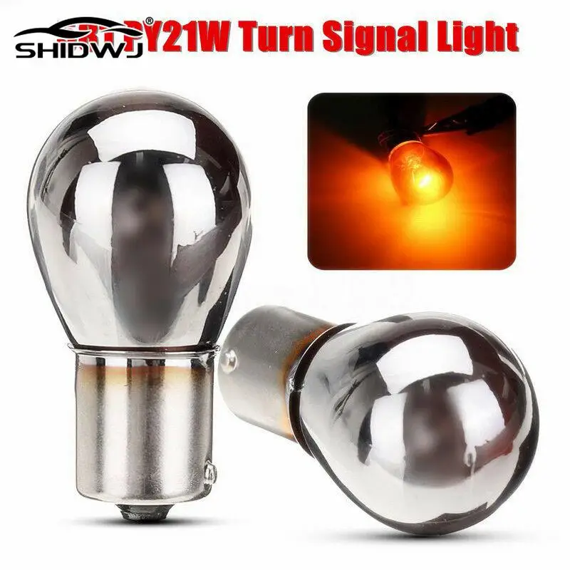 1Pcs Car Indicator Light Turn Signal Chrome Plated Amber Bulbs 581 BAU15S PY21W Car Indicator Light Turn Signal