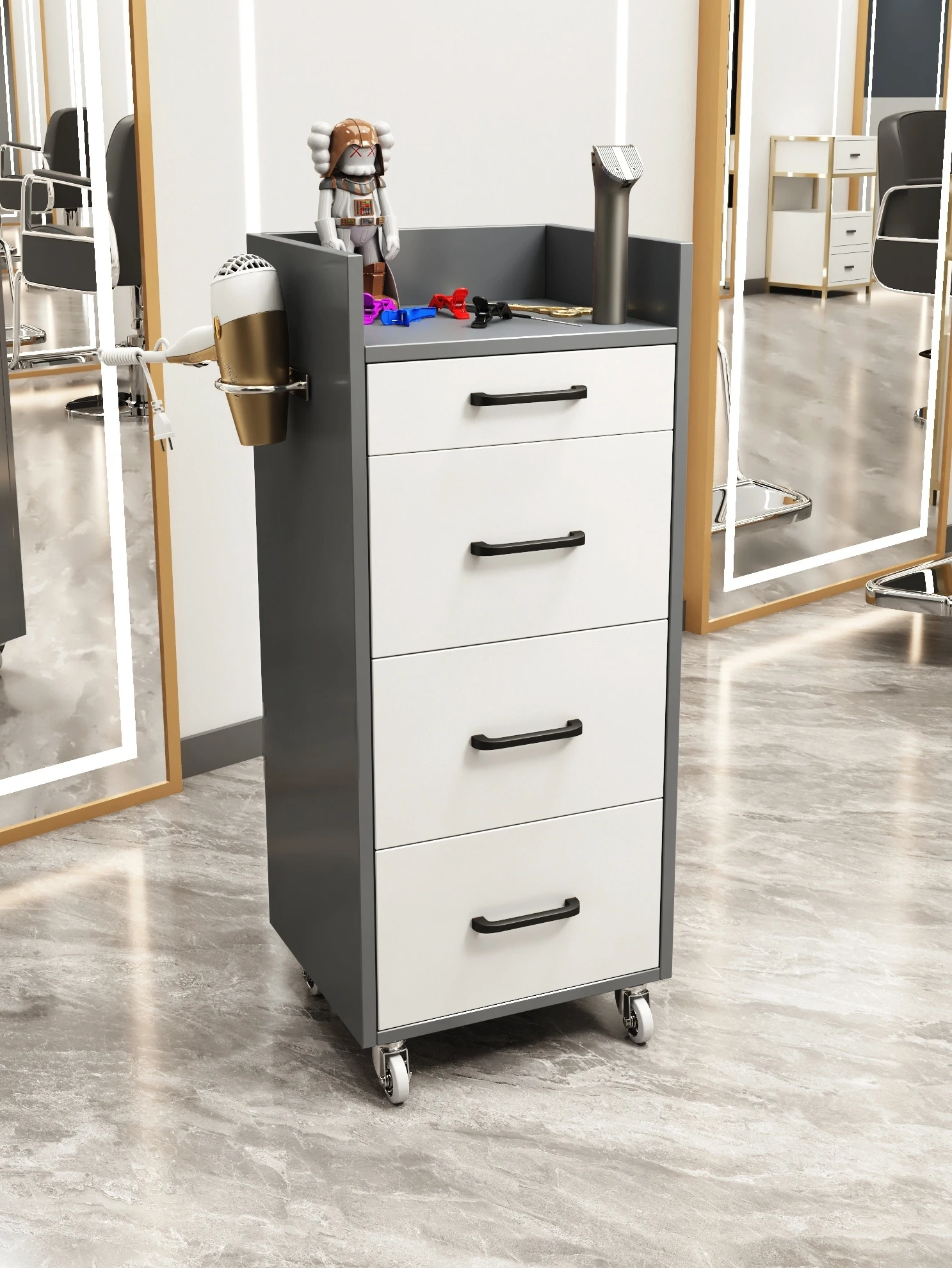 New Trendy Hairdresser Tool Cabinet for Barber Shop, Hair Salon Cabinet Without Installation, Multi-functional Fashion Hair