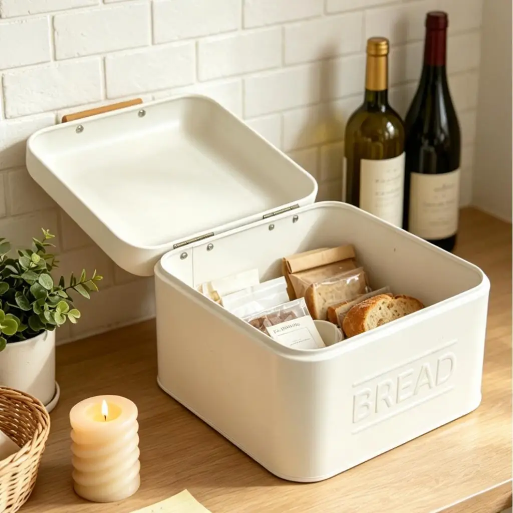 Bread Box Organizer Vintage for Kitchen Counter for Cookies Loaves Farmhouse