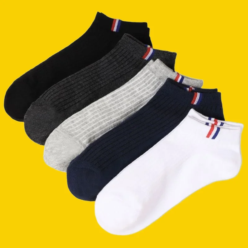 Chaussettes Courtes en Coton pour Homme et Femme, Haute Qualité, Absorption de la Sueur, Respirantes, dehors, Rinçage, 5/10 Paires