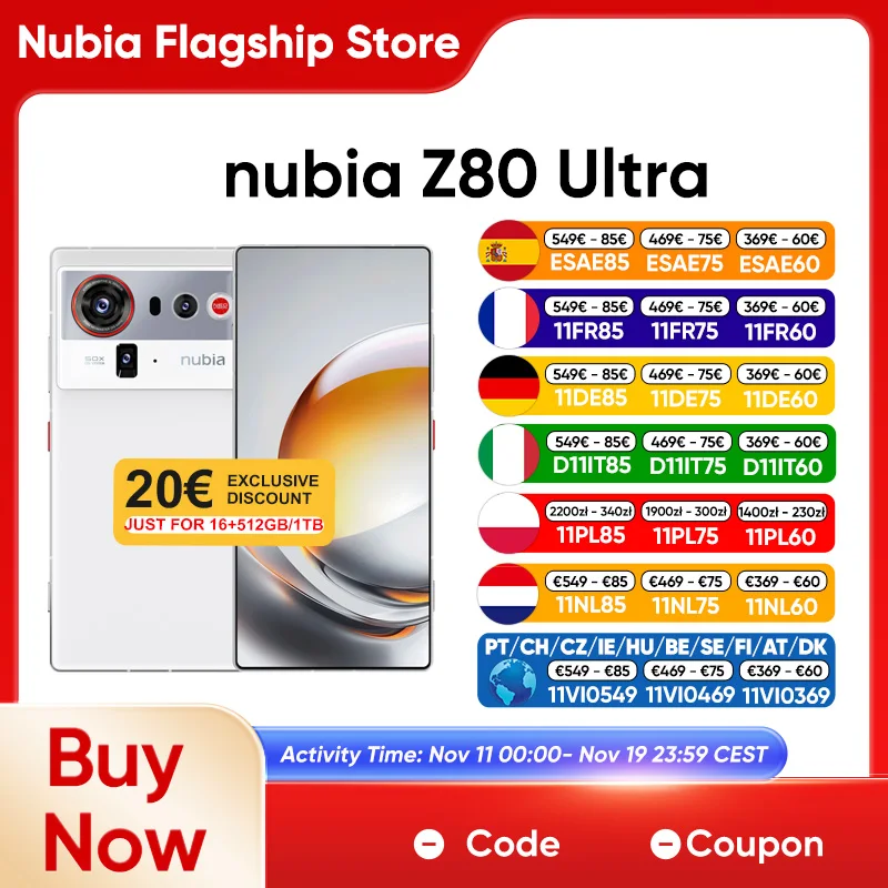 ZTE nubia Z80 Ultra 5G Smartphone Version mondiale Snapdragon 8 Elite Gen 5  7200mAh 6.85 ''144Hz écran Oled 80W charge sans fil 64Mp Ai caméra Nfc Google Play