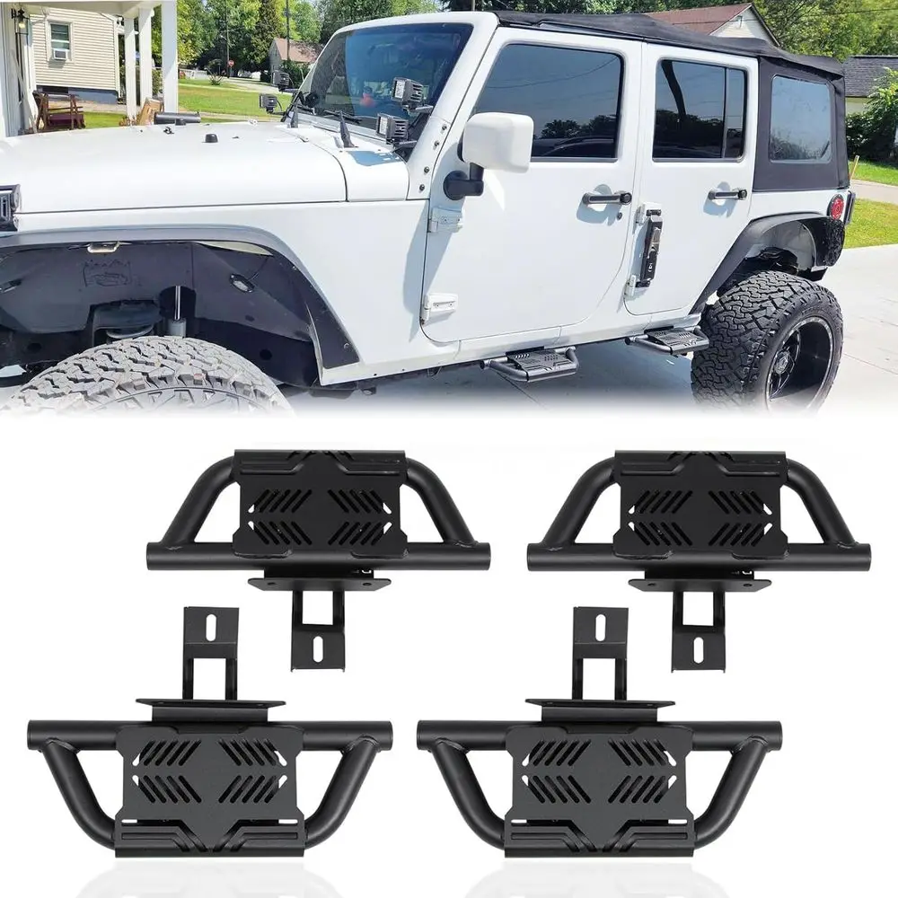 Side Steps Fit for 2007-2018 Jeep Wrangler JK 4-Door Running Boards 350 LBS Load (NOT for Rock Rails)