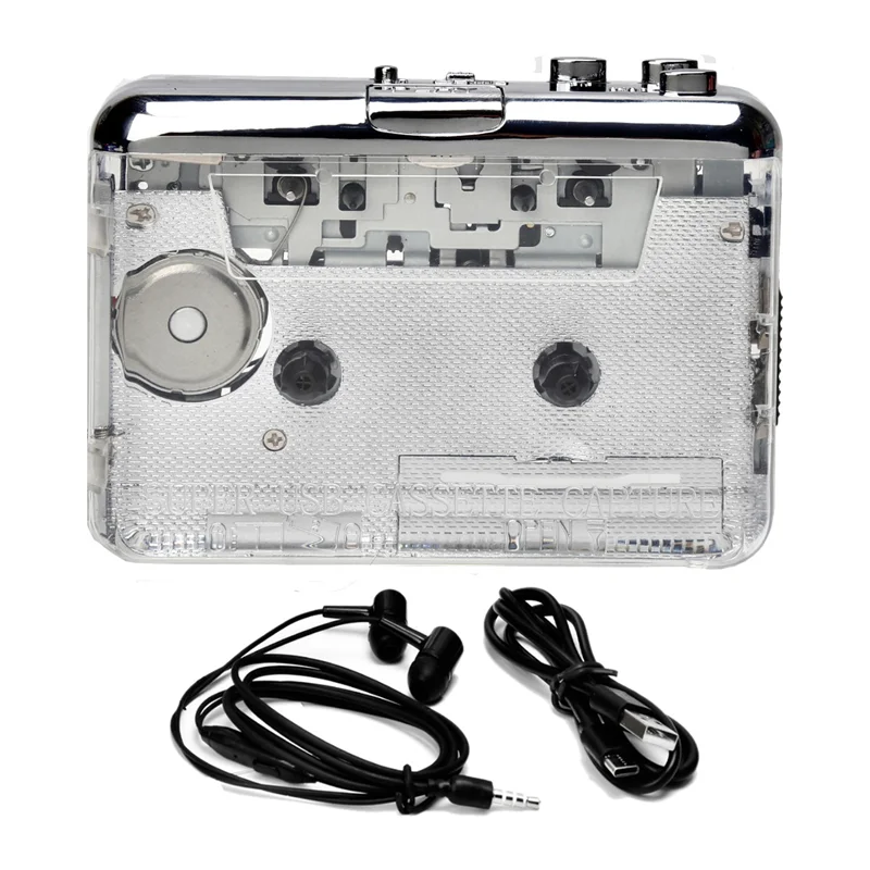 1Set USB Cassette Capture Radio Player Cassette To MP3/CD Type-C Walkman Audio Music Player Transparent-Y41A