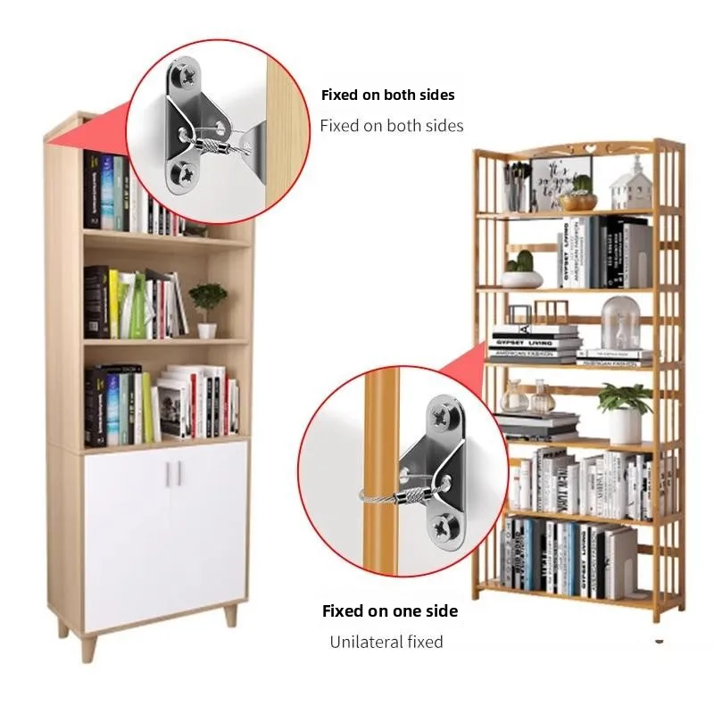 Stainless Steel Wall-Mounted Furniture Anti-Tipper for Bookshelf Cabinet Shoe Cabinet Wardrobe Fixed Strap Organizer view 4