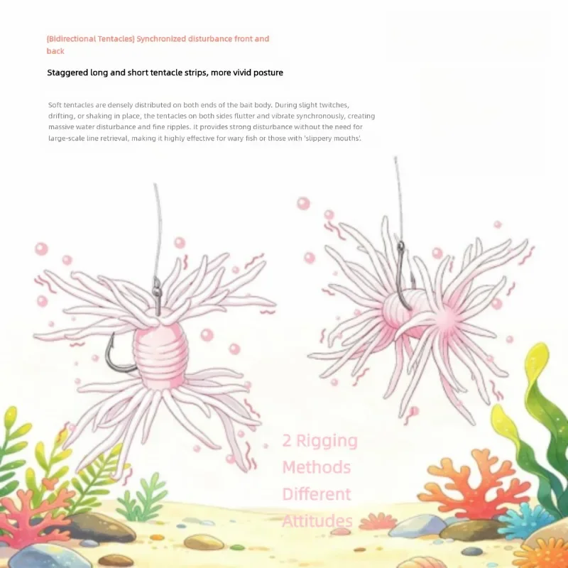 4pcs 2.5g/65mm Floating Tentacle Monster Soft Lure Set, Multi-Legged Realistic Worm with Drop Shot Hook for Bass & Mandarin Fish
