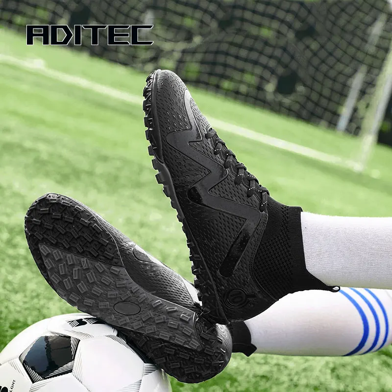 chuteiras society professional Unisex Soccer Shoes Long Spikes HG/TF Ankle Football Boots Outdoor Grass Cleats Football futsal