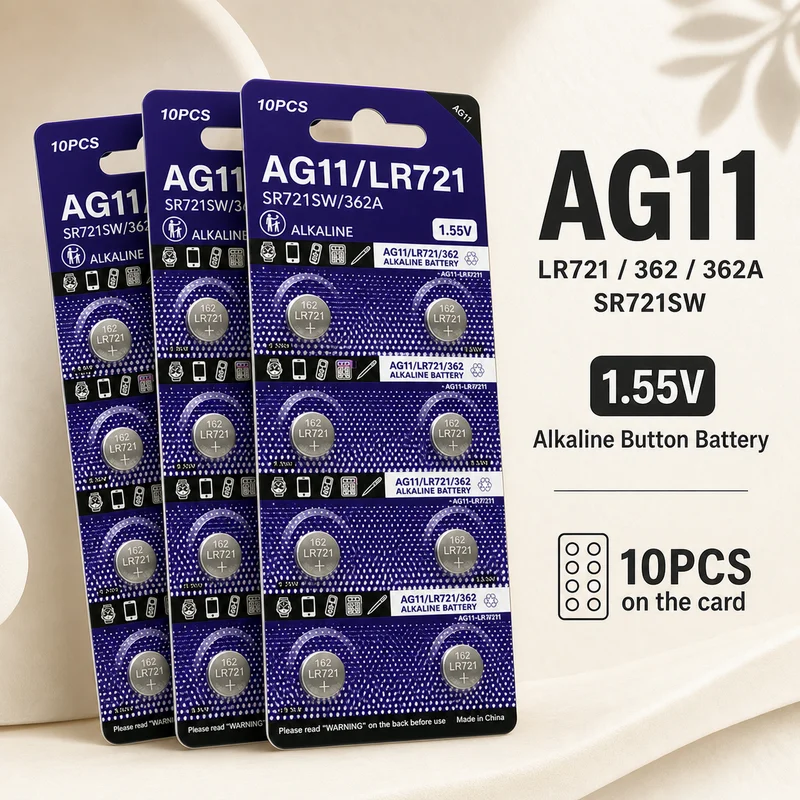 Button Cell Battery AG11 LR721 SR721 361 362 18mAh 1.5V 10-100PCS Coin Cell Replacement for Watch Toy Remote