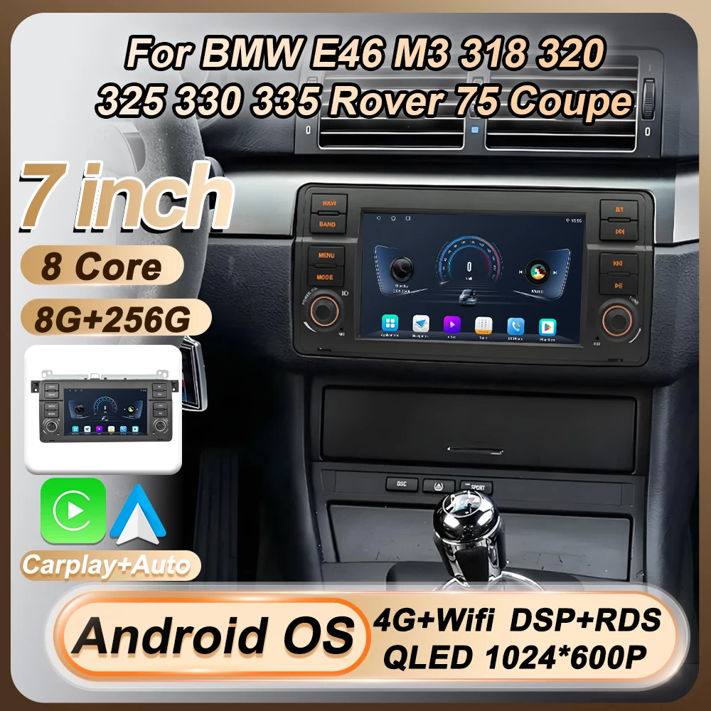 

Авторадио 2 Din для BMW E46 M3 318 320 325 330 335 Rover 75 Coupe Android Автомобильный радиоприемник Мультимедийный видеоплеер Carplay GPS BT Wi-Fi