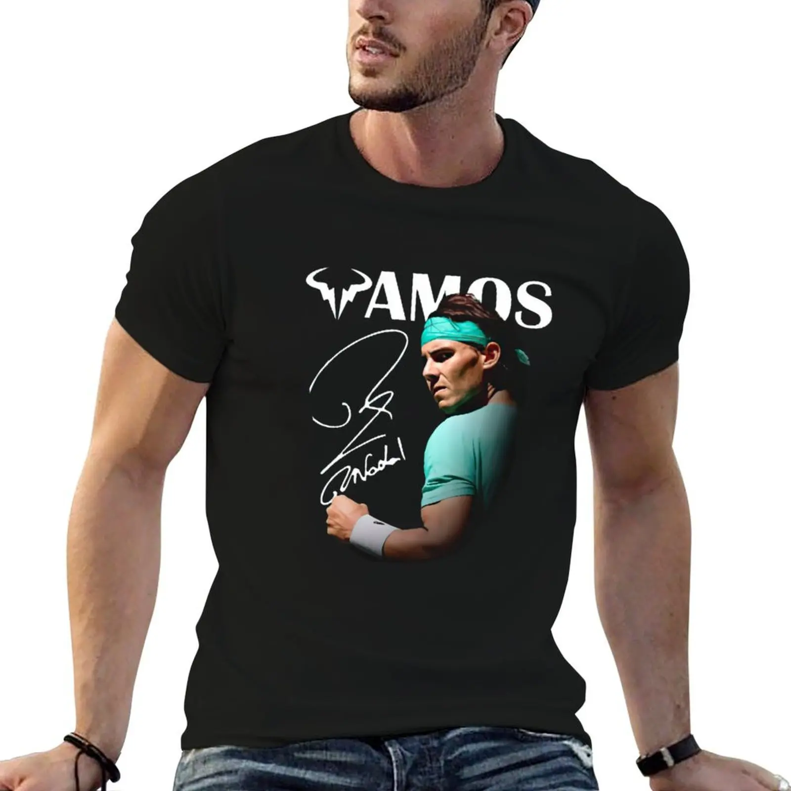 Vamos Rafa Signal Tennis Sport USA Open Champs T-Shirt summer shirt blacks clothing for men