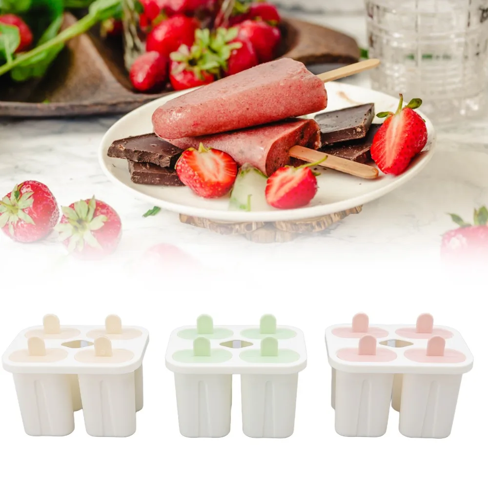 3 piece Reusable PP Food Grade Ice Cream Molds 12 Sticks Included Non Stick Surface DIY Pudding Molds Ice Lolly Stick Molds Home