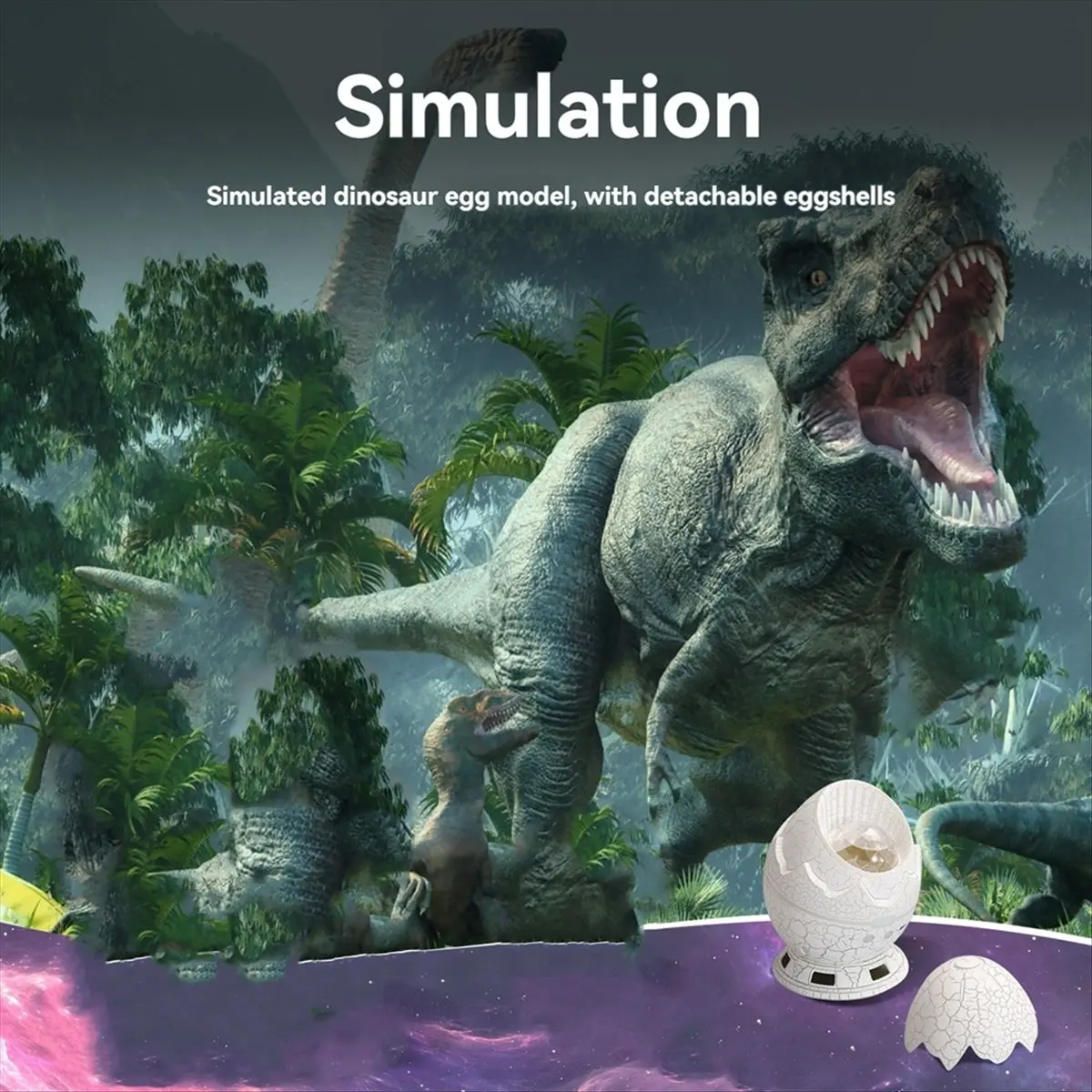 【Like】  Dinosaur Egg Galaxy Star Projector 7 Colors Night Light with Timer & Remote Control Sleeping Atmosphere Light