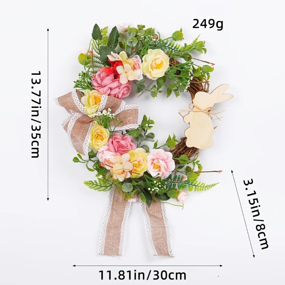 

Пасхальная гирлянда с кроликами, искусственное растение, бионический цветок, декор для дома, плетеное кольцо-подвеска, украшения для вечеринок, домашний декор
