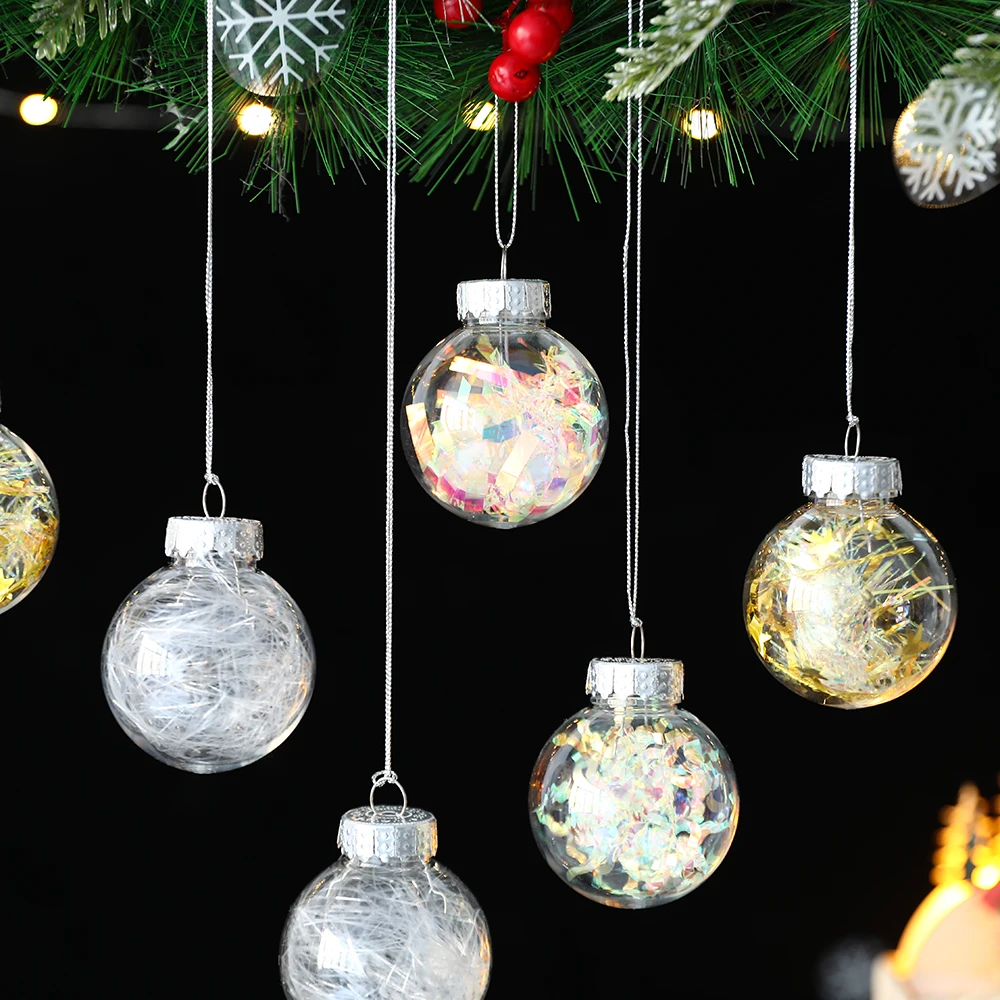 

2/4pcs 6cm Transparent Christmas Balls Xmas Tree Hanging Pendants Kids Gifts Home Clear Baubles Navidad Ornament Christmas Decor