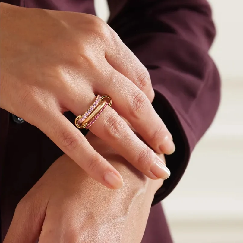 Mix Color Multi Pieces Stacking Engagement Band Link Rings for Women Plain Micro Paved 5A CZ Stack Full Finger Jewelry