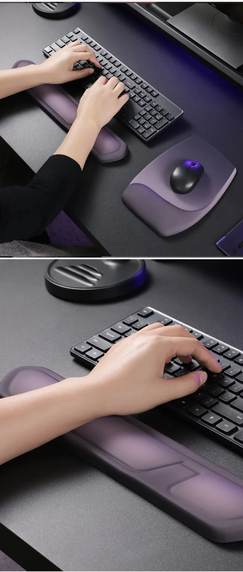 Farbblock-Silikon-Handgelenkauflage Mauspad Ergonomische Schreibtischunterlage für Büro und Gaming 5 Zweifarbige Sets – Detail 5