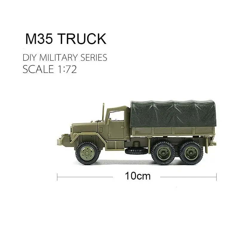 1:72 M35 Truck Soviet BTR 80 Wheeled Armored Vehicle Rubber-free Assembly Model Military Toy Car