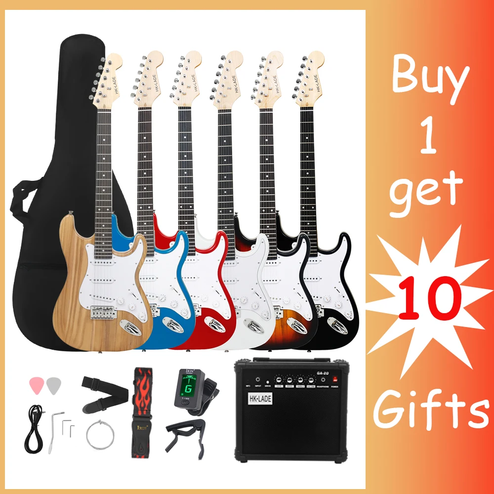 

HK·LADE 6 Strings 39 Inch Electric Guitar 22 Frets Maple Body Rosewood Fingerboard Electric Guitarra With Amp Bag Strap Tuner