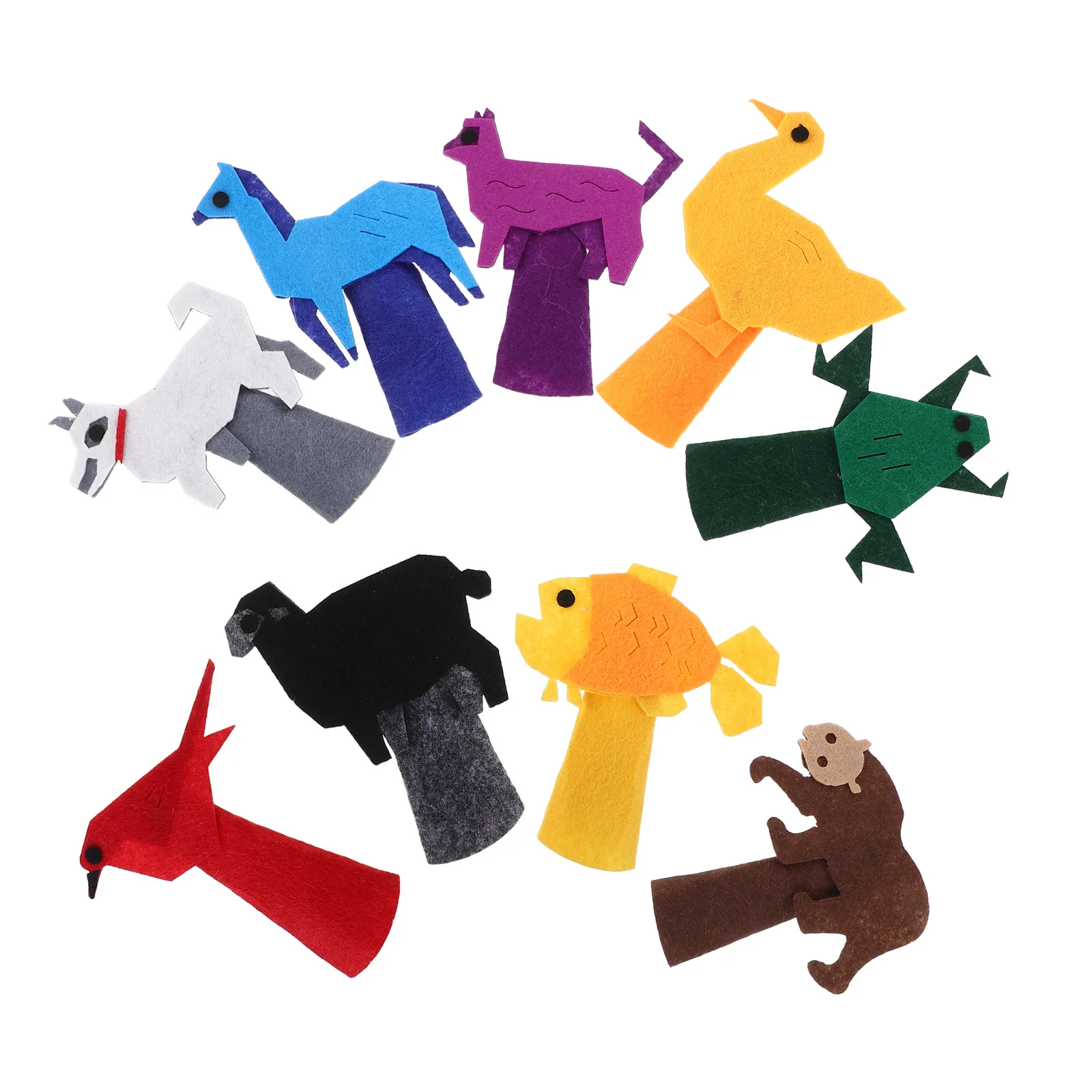 Marionnettes à main en feutre d'animaux de dessin animé, ensemble de marionnettes à doigt souples pour enfants, jeu de rôle de conte et apprentissage de la famille, 9 pièces