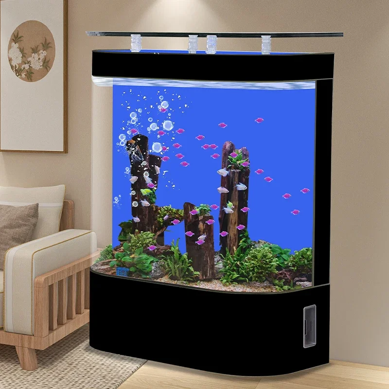 

Big Bay Fish Tank Medium-Sized Home Living Room Aquarium Lazy People Change Water Year round Wall Ecological Circulation