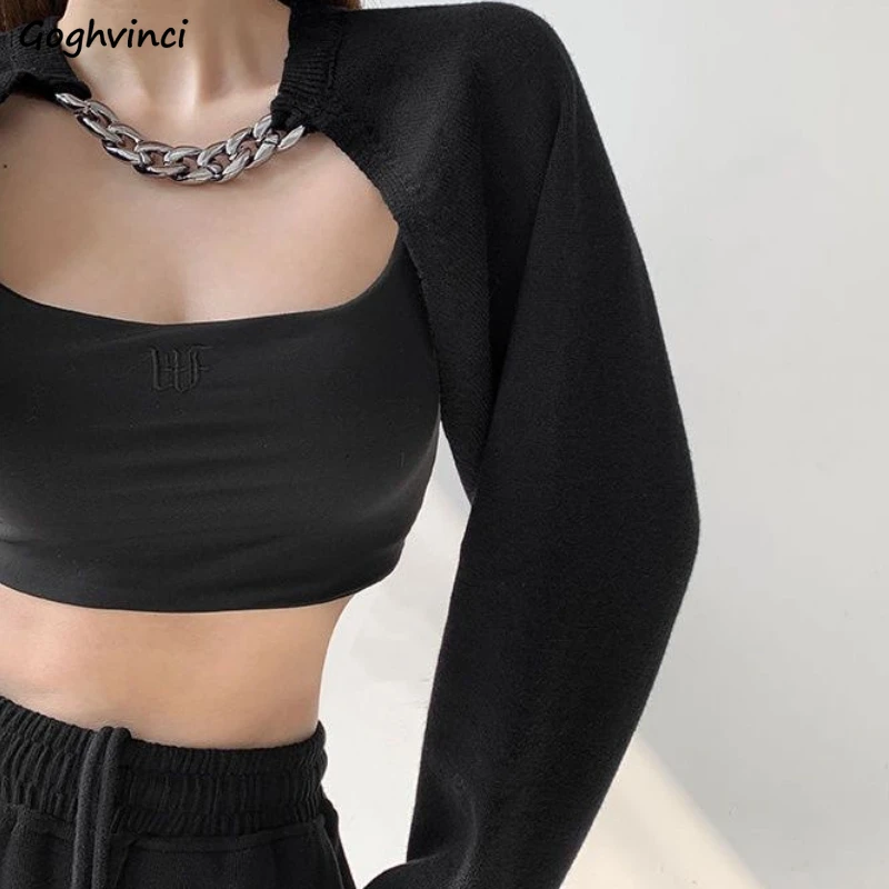 Pullover Donna Catena Halter Moda Nuovo Design Semplice Crop Abbigliamento lavorato a maglia Stile europeo Mujer Causale Manica lunga Streetwear