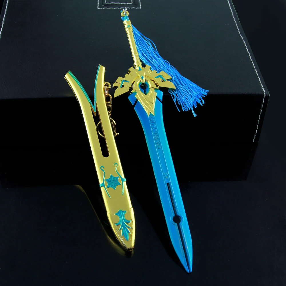 Genshin Impact Skyward Pride Sword Model - 21cm (8.27 Inches), Zinc Alloy, Dull Blade, with Scabbard - Perfect for Game Fans