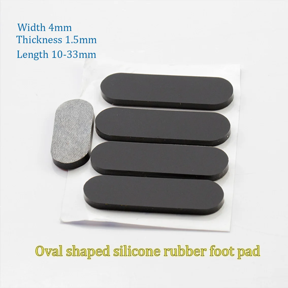 10Pcs Width 4mm Oval Self Adhesive Backing Silicone Rubber Furniture Pads Cabinet Feet Pads Spacers Non-Slip Floor Protector