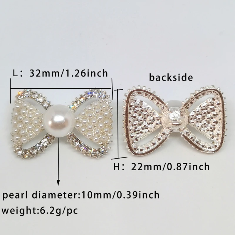 Luxury Pearl Rhinestone Bow Design Buttons Of Clothing High Quality Fashion Decor Button Metal Sewing Apparel Needlework DIY