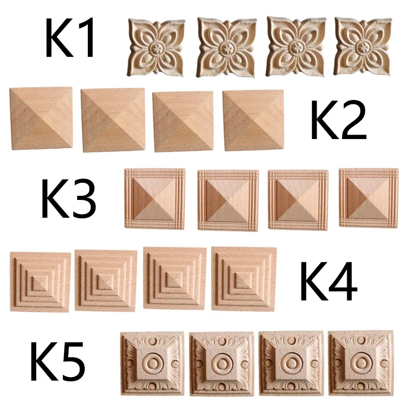 European Style Solid Wood Carving Pyramid Square Furniture Decoration Accessories Hand-carved