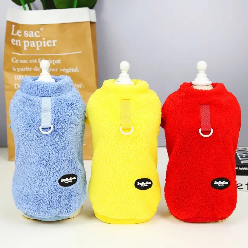 Pet Clothes Dog Cat Teddy Two Legs Cashmere Coat Autumn and Winter New Three-color Cashmere Coat Warm and Soft Dog Clothes