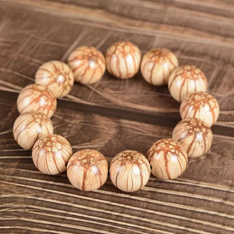 

Heavy Bracelet Buddha Beads Plum Blossom Bauhinia Beard Vine Yellow Pear Submerged Wood Golden Sandalwood