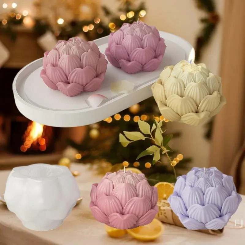 [YU] ดอกบัวรูปดอกไม้อีพ็อกซี่เรซินแม่พิมพ์ซิลิโคน DIY นำกลับมาใช้ใหม่สำหรับเทียนสบู่พลาสเตอร์ตกแต่งบ้านหัตถกรรมหล่อแม่พิมพ์