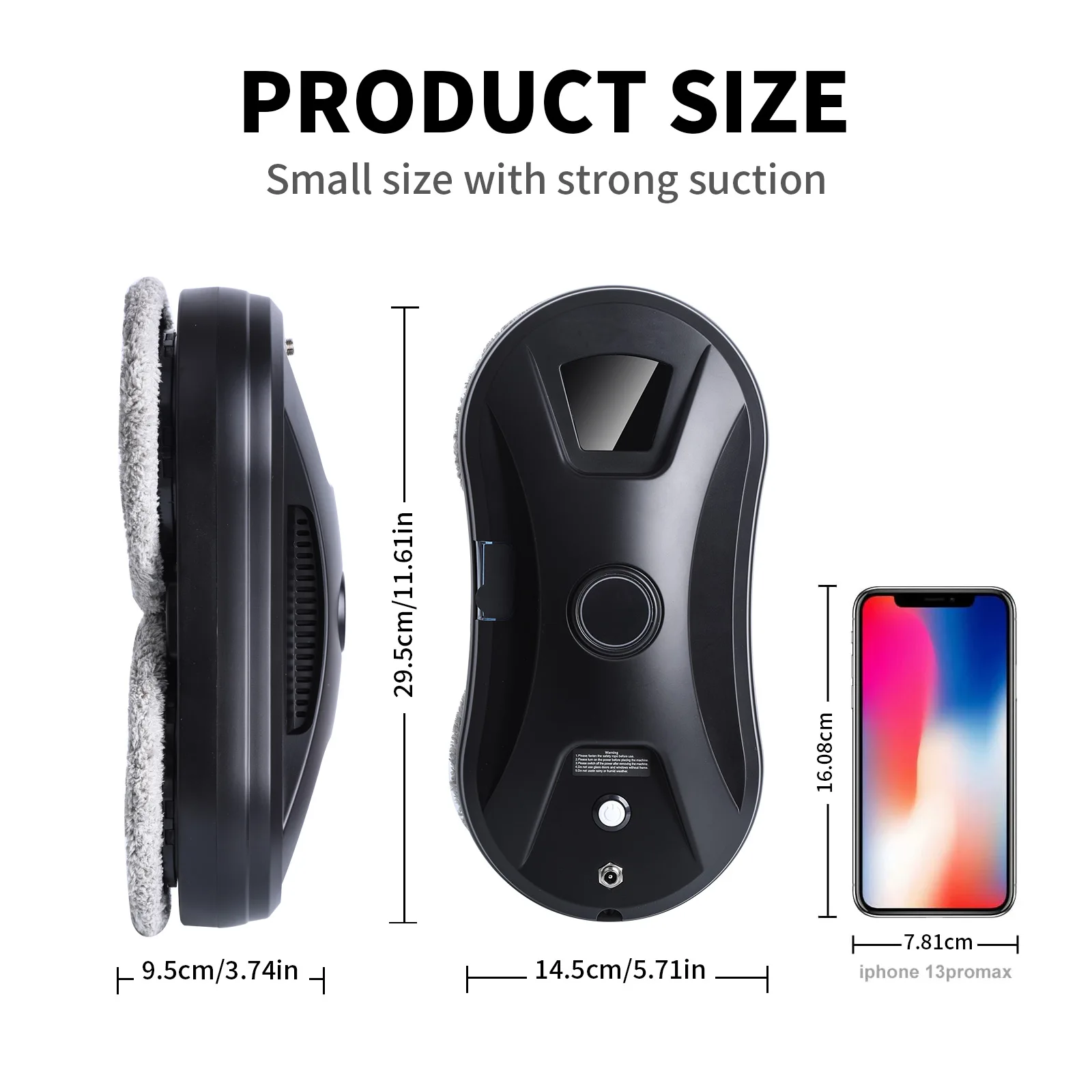 DIVEDEER Window Cleaning Robot Ultrasonic Water Spray Intelligent Path Planning 2800Pa Suction Power Black Round Appearance