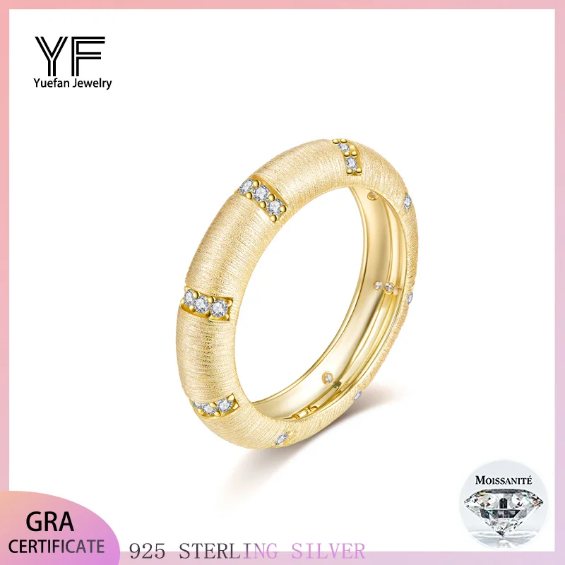 

S925 sterling silver Moissanite ladies' ring, Italian brushed sterling silver jewelry ring, engagement and wedding ring