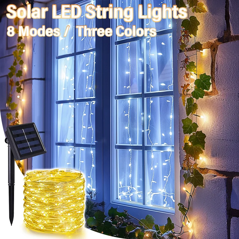 Solar LED Color Light String Flashing Lights Courtyard Garden Festive Christmas Atmosphere Decoration Waterproof Light String