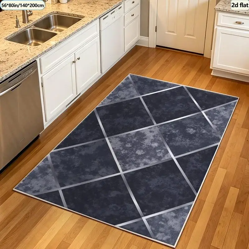 1 piece dark geometric diamond patterned carpet, soft and comfortable, suitable for all seasons, lightweight and easy to maintain, home decor, living room, bedroom, entryway, winter, autumn, elegant floor decor for modern spaces