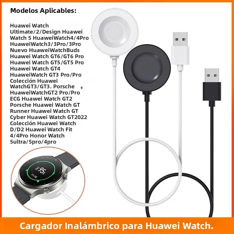 Cargador Inalámbrico USB Tipo-C para Relojes Huawei GT6, GT5, GT4, GT3, GT2 Pro/ECG, GT Cyber/Runner/2022, Watch 5 4 3 D Ultimate Buds