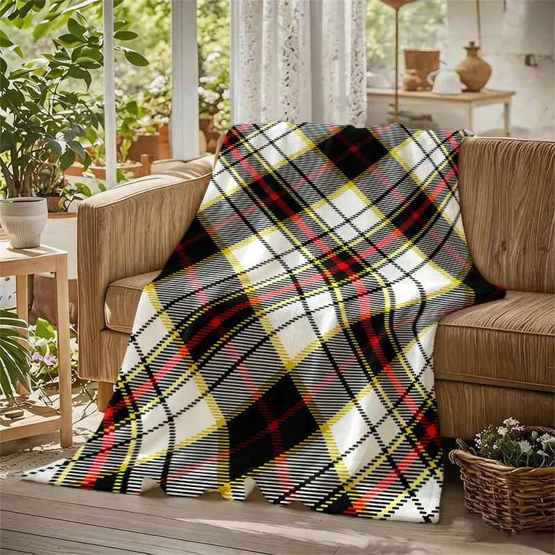 Classic Tartan Plaid Flannel Blanket Warm Soft Halloween Christmas Decorative Couch Warm Cozy All-Season Gift