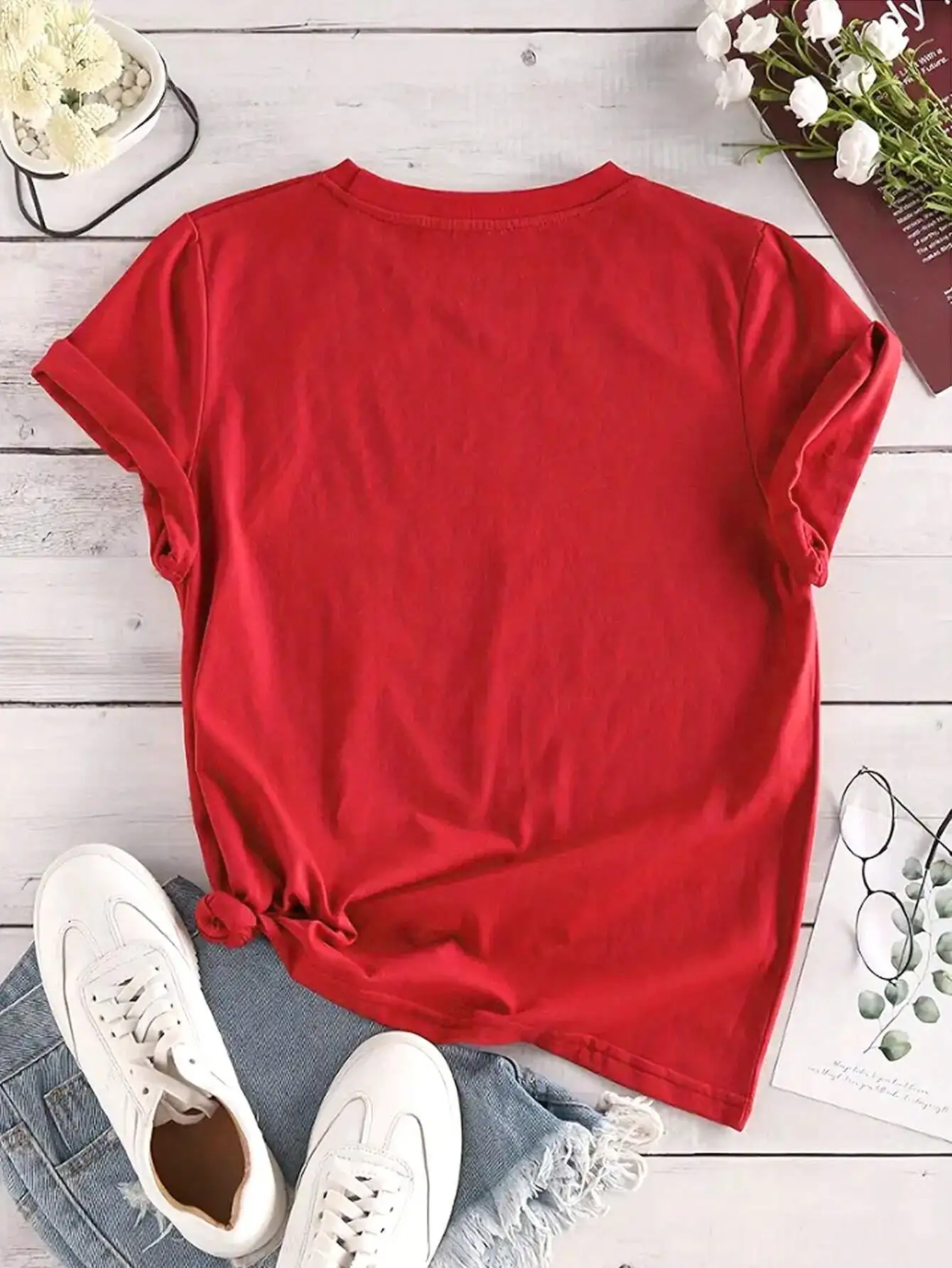 Top casual plus size adornado com estampa engraçada de cérebro para uso diário